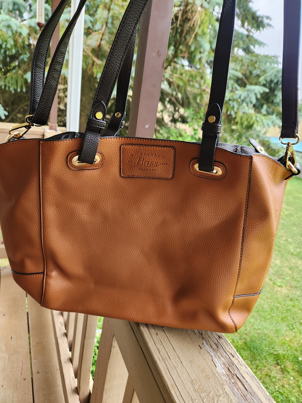 G.H. Bass & Co. Tan Tote with Black Straps